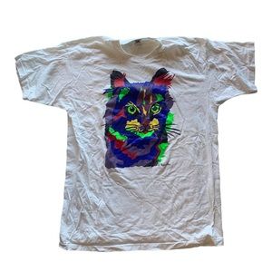 Vintage neon cat graphic tee vintage graphic tee